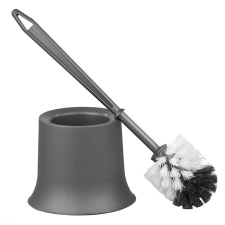 HOME BASICS Plastic Toilet Brush with Compact Holder, Grey TB45051